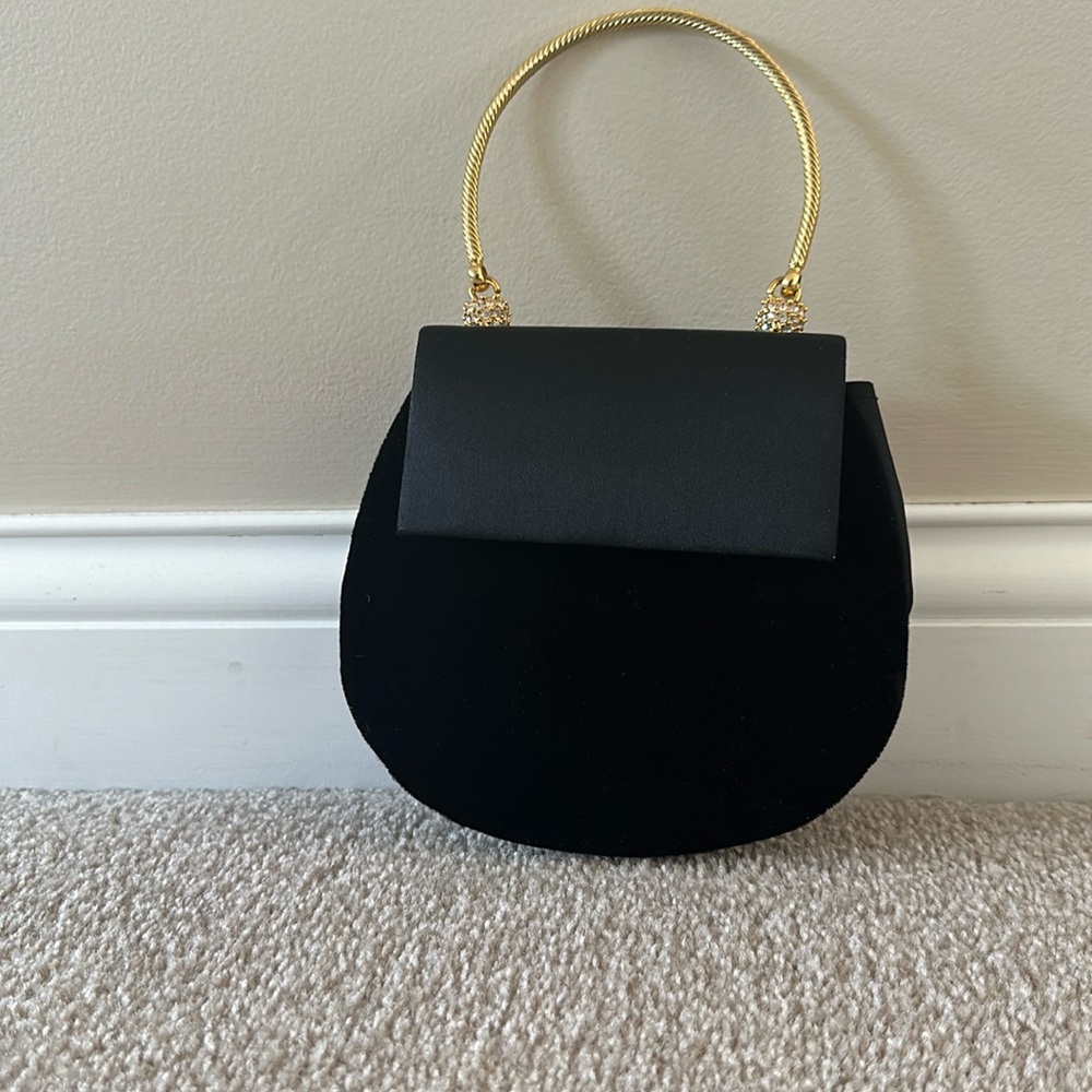 Vintage black velvet clutch